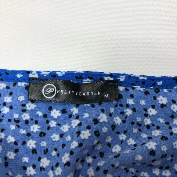 PRETTYGARDEN Floral Boho Short Sleeve V Neck Ruffle A-Line Wrap Maxi Dress M - Picture 7 of 15